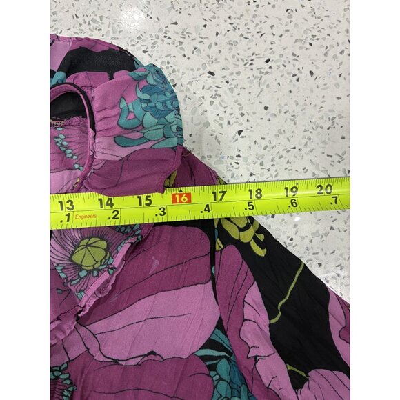 Sunny Leigh Peony Floral Print Blouse Pink Long Sleeve Lightweight Flowy Design - Picture 4 of 8